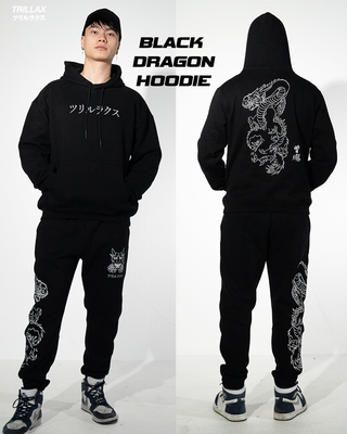 NEW Black Embroidered Dragon Hoodie - Trillax.co