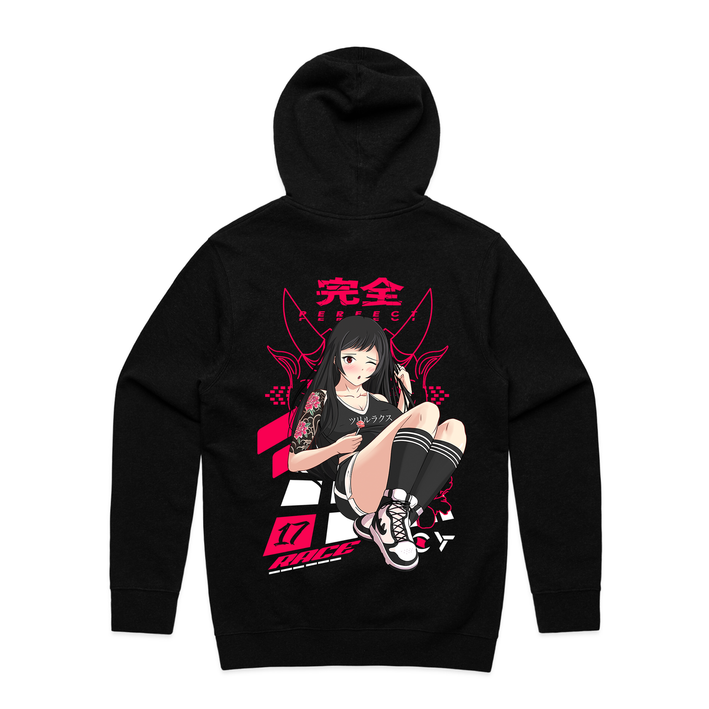Limited Edition Trillax Racer Girl Anime Black Hoodie Back