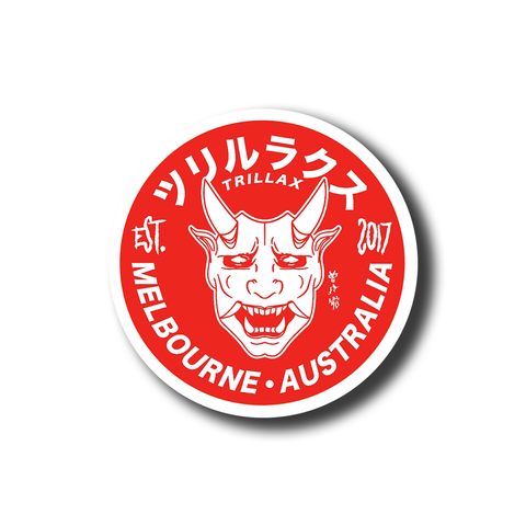 NEW! Round Red Oni Sticker - Trillax.co